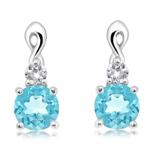 Elaris S Blue Topaz + White Topaz stříbrné náušnice s modrým a bílým topazem