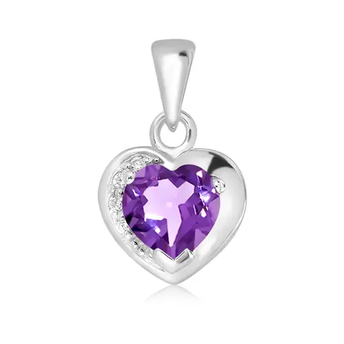 Norelia S Amethyst + White Topaz stříbrný přívěsek s ametystem a bílým topazem