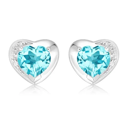 Elvara S Blue Topaz + White Topaz stříbrné náušnice s modrým a bílými topazy