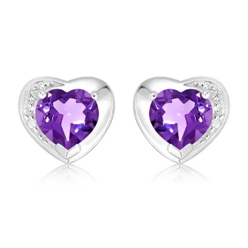 Elvara S Amethyst + White Topaz stříbrné náušnice s ametystem a bílými topazy